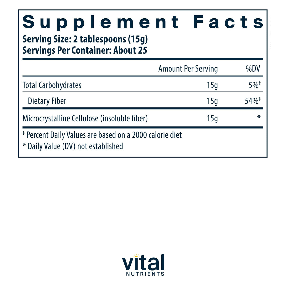Vital Nutrients Cellulose Fiber Powder - 375g Cellulose Insoluble Fiber Powder - Fiber Supplement Powder Supports Healthy Bowel Function - Gluten, Dairy, Soy Free - Non-GMO - 60 Capsules