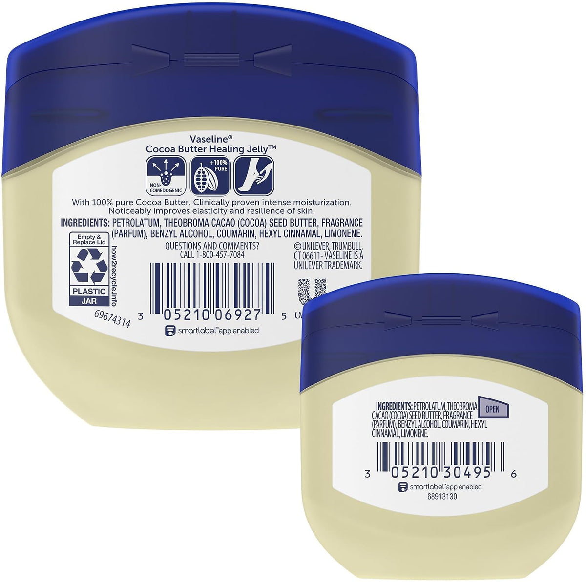 Vaseline Cocoa Butter Healing Jelly Variety Pack, 2 Sizes (7.5 Oz & 1.75 Oz) - Rich Moisturizing Ointment, Protectant & Moisturizer for Dry Skin