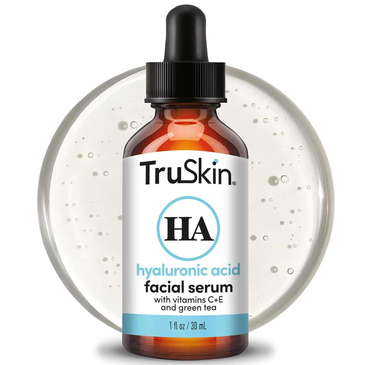 TruSkin Hyaluronic Acid Serum for Face for Hydrated, Plumper Skin, 1 fl oz - With 7 ultra-hydrating ingredients to replenish moisture and leave skin feeling soft, smooth and healthy-looking