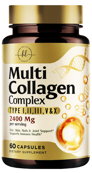 Multi Collagen Peptides for Women & Men - 2400mg per Serving - Best Hydrolyzed Collagen Complex with Type I, II, III, V, X - Hair, Skin, Nails & Joint Support Supplement - Bottled USA - 60 Capsules Hello Lovely! buy supplements Au