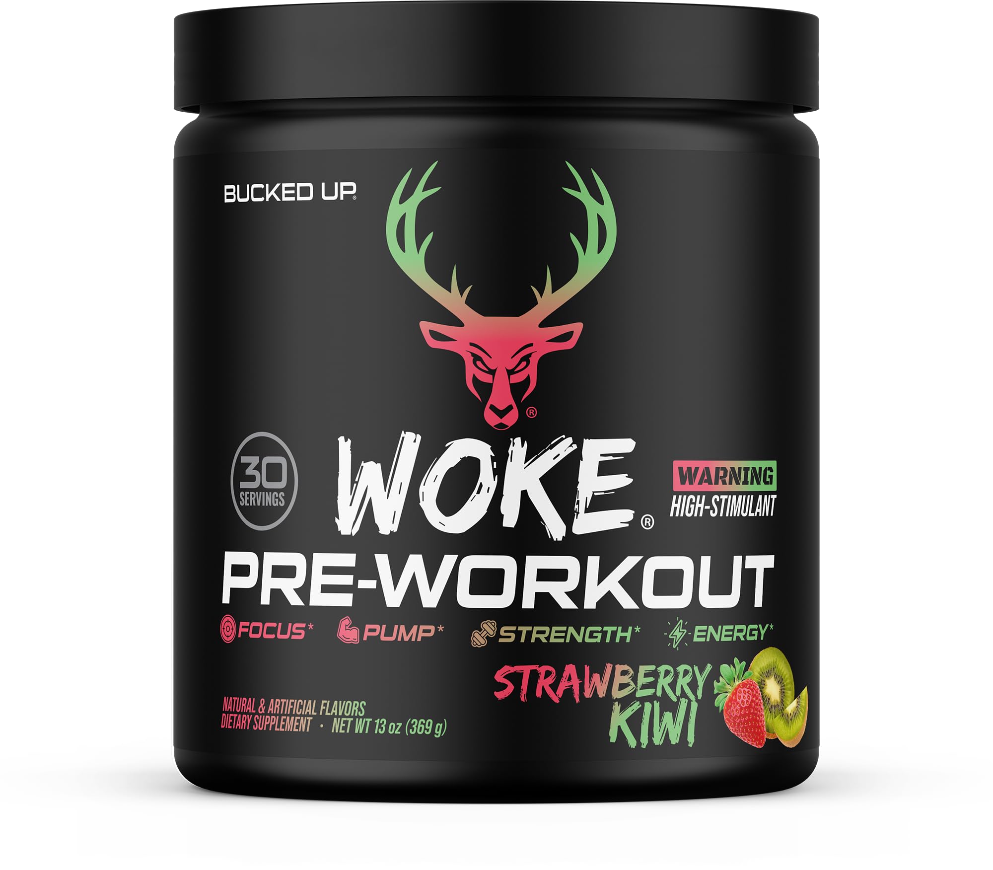 Bucked Up - Woke - HIGH STIM Pre Workout - Best Tasting - Focus Nootropic, Pump, Strength and Growth, 30 Servings (Rocket Pop)