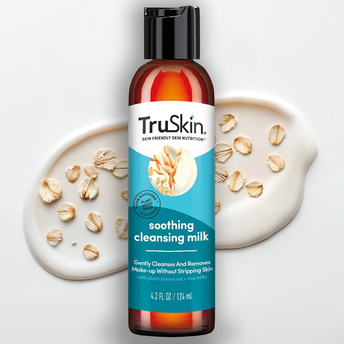 TruSkin Soothing Cleansing Milk with Rice & Oat Milk, 5 fl oz - With Hyaluronic Acid to gently remove makeup, cleanse and hydrate sensitive skin without stripping moisture