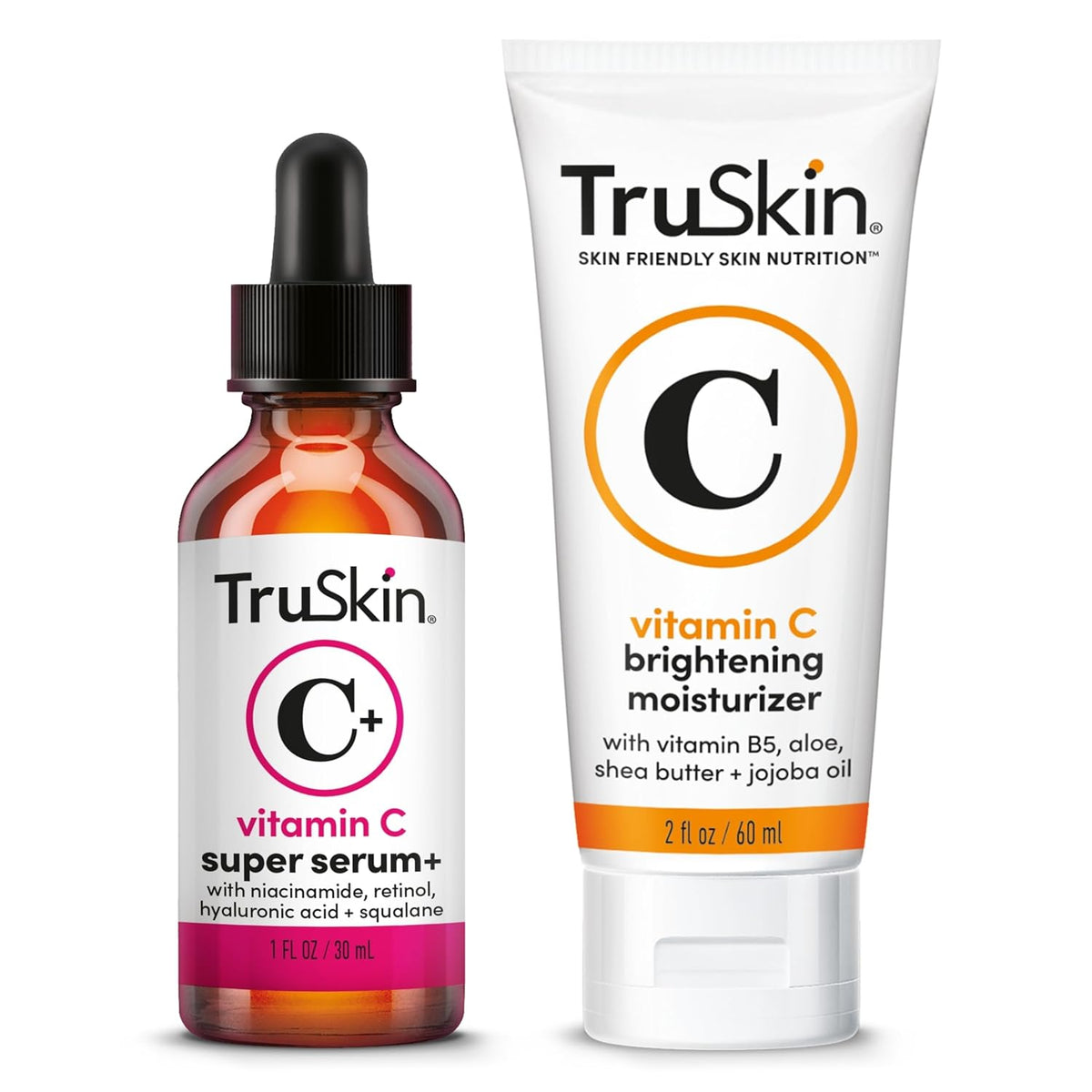 TruSkin Vitamin C Super Serum & Moisturizer Duo, 1 fl oz & 2 fl oz - Two-step Vitamin C routine to brighten, hydrate and support smoother, firmer-looking skin