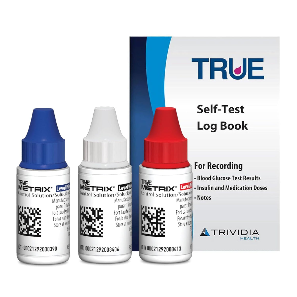 TRUE METRIX Control Solution Bundle, Level 1, 2, 3 Solutions - Solutions and TRUEplus Log Book, for Use with TRUE METRIX Blood Glucose Test Strips, Use to Confirm System Works Correctly
