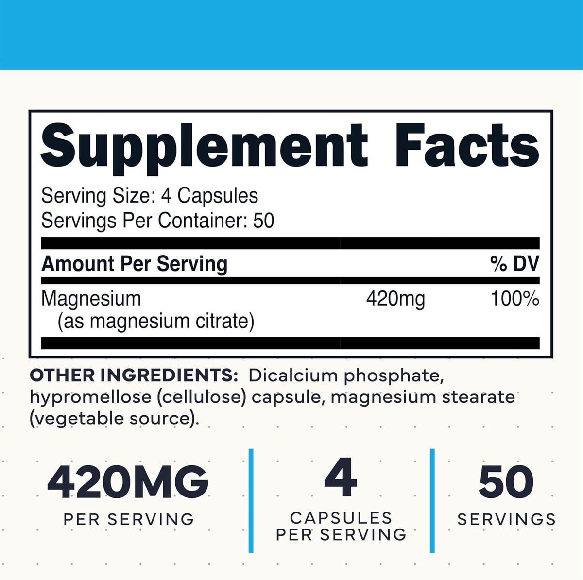 Type Zero Clean Magnesium Citrate (420mg) 200 Capsules, Gluten-Free - Pure Magnesium Citrate Supplement, GMO-Free, 50 Servings