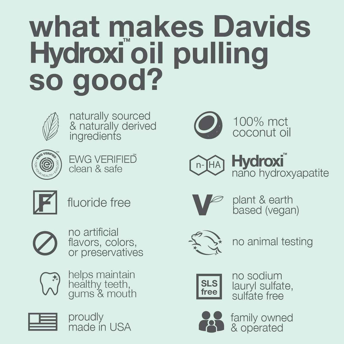 Davids Nano Hydroxyapatite Oil Pulling Oral Rinse Mouthwash, 100% MCT Coconut Oil, Promotes Teeth and Gum Health, Natural Whitening, Essential Oils