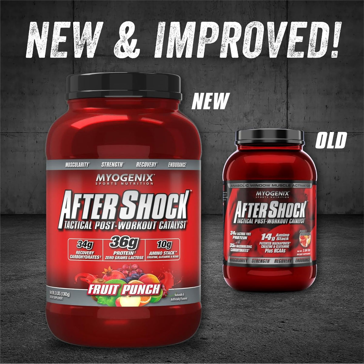 Myogenix Aftershock Post Workout Protein Fruit Punch - Whey for Muscle Growth & Recovery 3 lbs