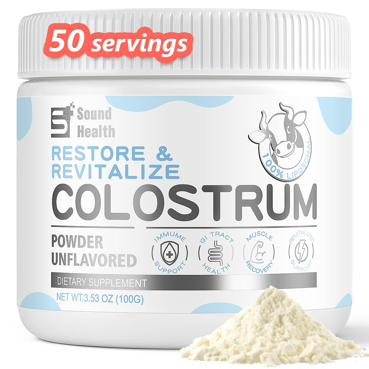 Colostrum Supplement Powder for Humans - Organic Bovine Colostrum Supplement for Gut Health, Hair Growth, Beauty
