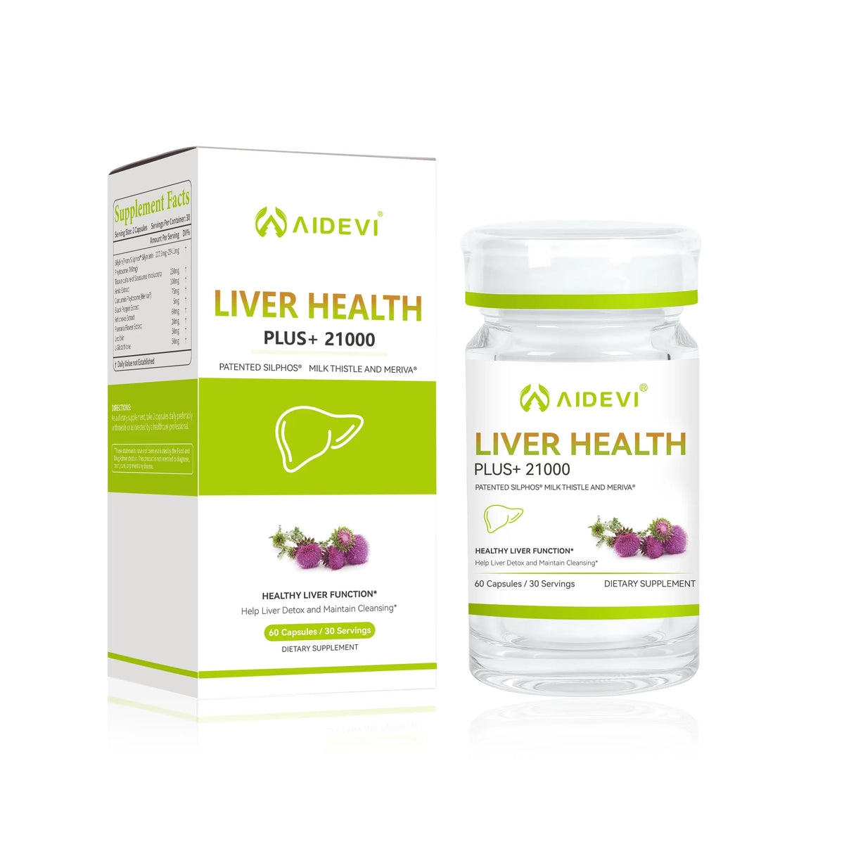supplement products​AIDEVI Liver Health Plus 21000 Supplement Support Milk Thistle 60 Capsules (1) - JerryCherryUSA