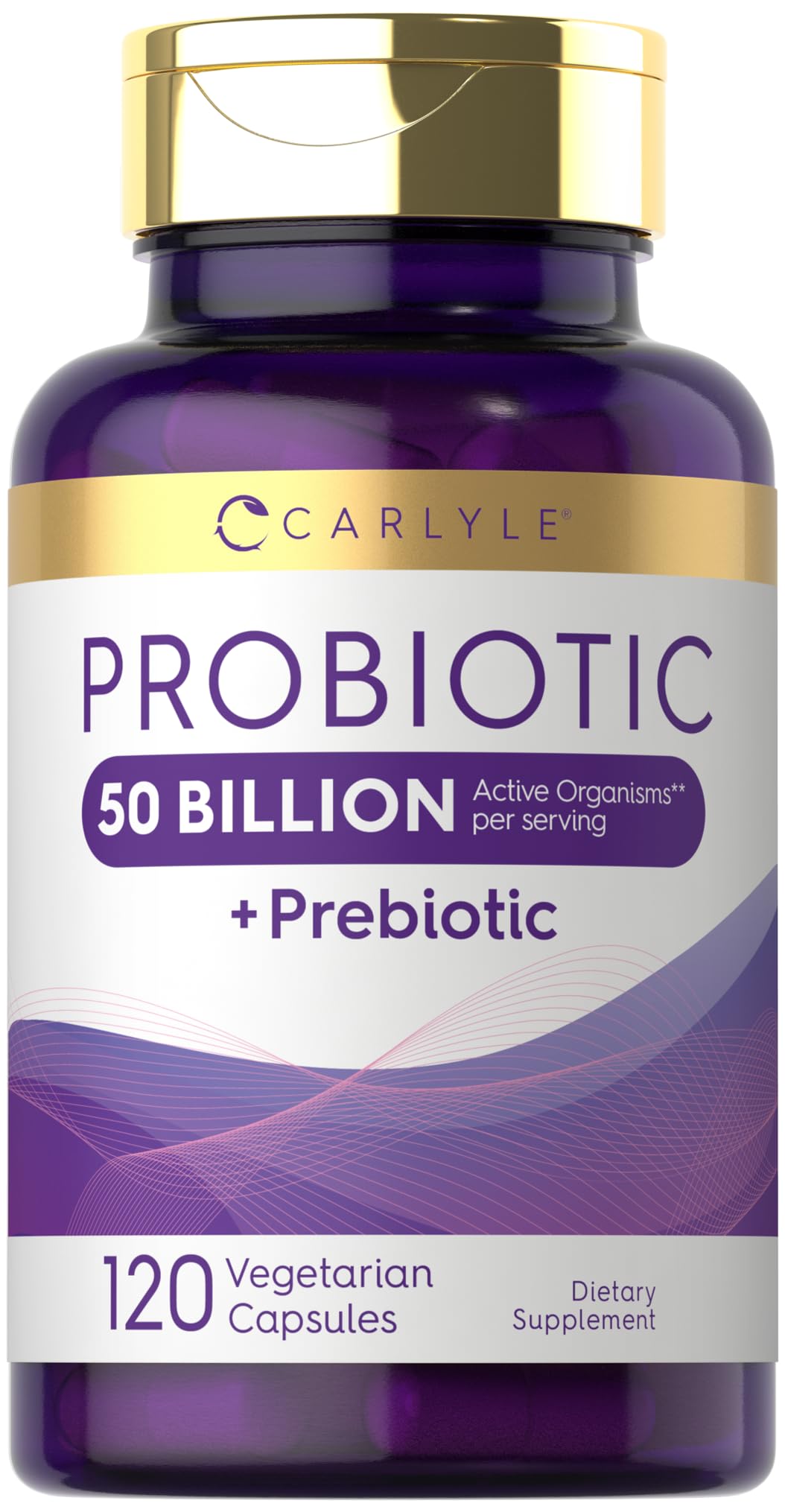 Carlyle Probiotics with Prebiotics - 120 Capsules - 50 Billion Active Organisms - Non-GMO & Gluten Free Supplement