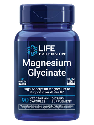 Life Extension Magnesium Glycinate, Heart Health, Bone Health, Nerve and Muscle Support, Highly absorbable, Gluten-Free, Non-GMO, Vegetarian, 90 Capsules Life ExtensionBuy Supplements Australia