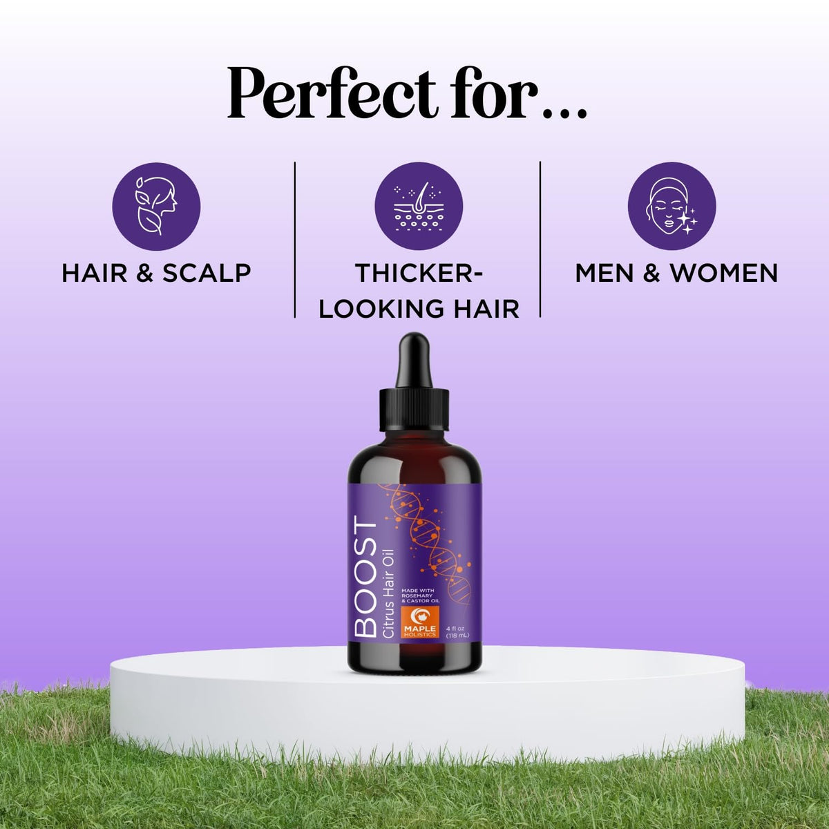 Volumizing Rosemary Hair Oil Serum - Moisturizing Scalp and Hair Oil for Men & Women Infused with Amla Black Castor Pumpkin Argan & Jojoba - Lightweight Hydrating Vegan & Color Safe (Citrus Scent)