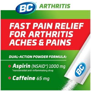 BC Powder Arthritis Pain Reliever, Aspirin Dissolve Packs, 50 Count Powder Packets BCBuy Supplements Australia