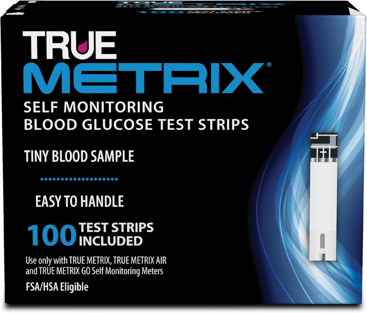 TRUE METRIX Self Monitoring Blood Glucose Test Strips, 100 Count - Blood Glucose Test Strips Compatible with TRUE METRIX Family of Self Monitoring Blood Glucose Meters, Value Pack
