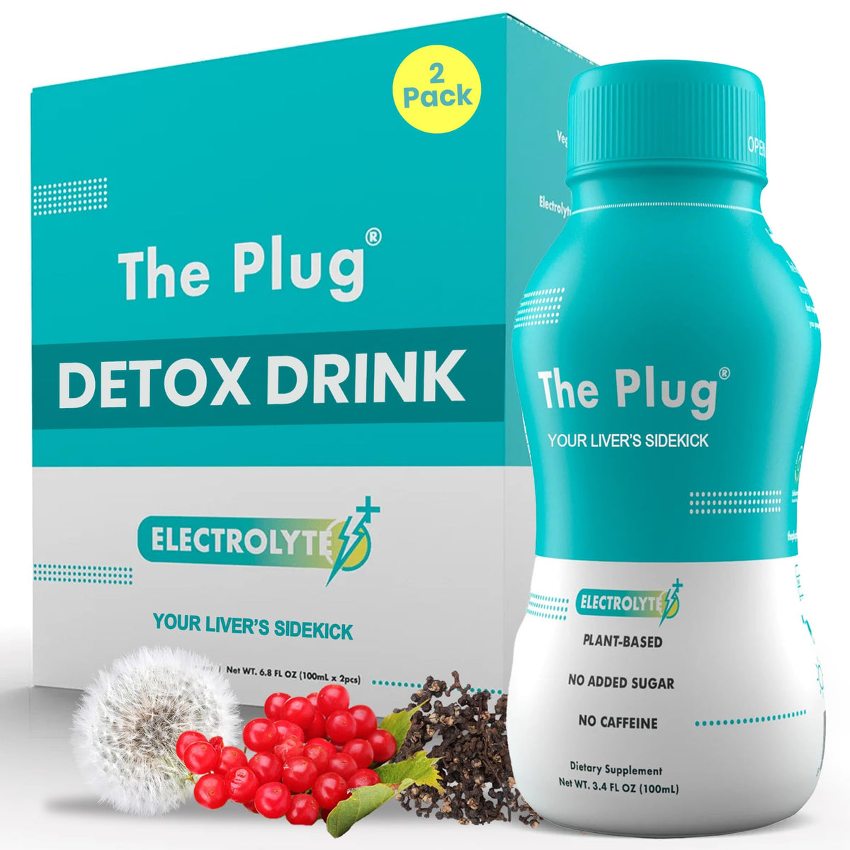 The Plug Liver Cleanse & Detox Drink - Organic Herbal Liquid Supplement with Electrolytes, Superfruits & Plant-Based Nutrients