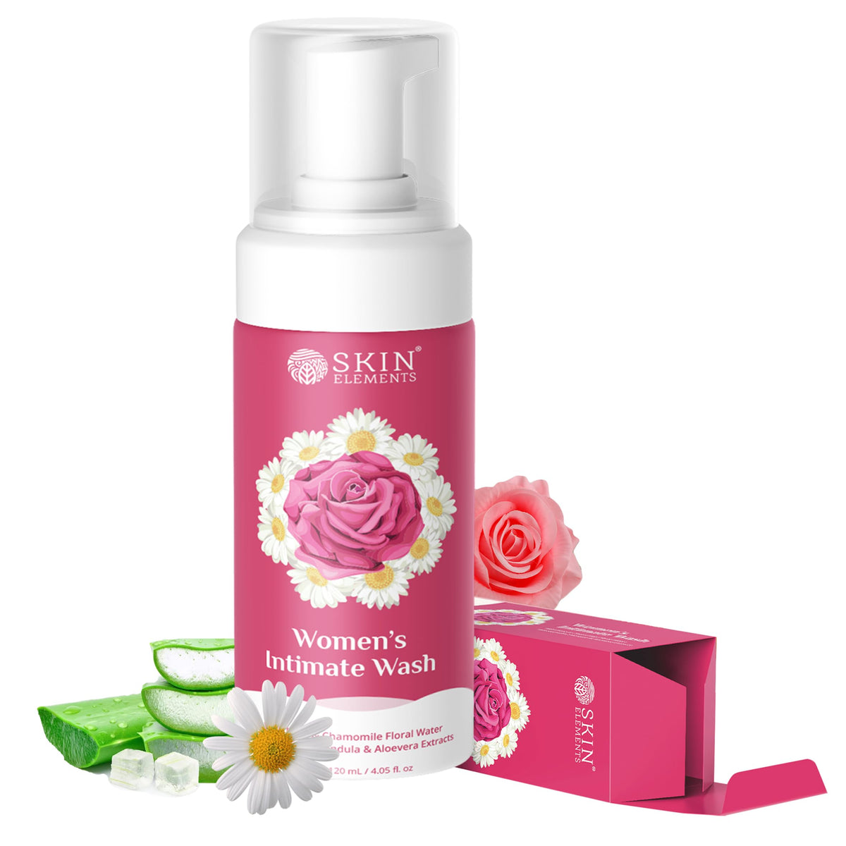 Skin Elements Intimate wash for Women (4.05 Fl Oz.) with Rose & Chamomile Water