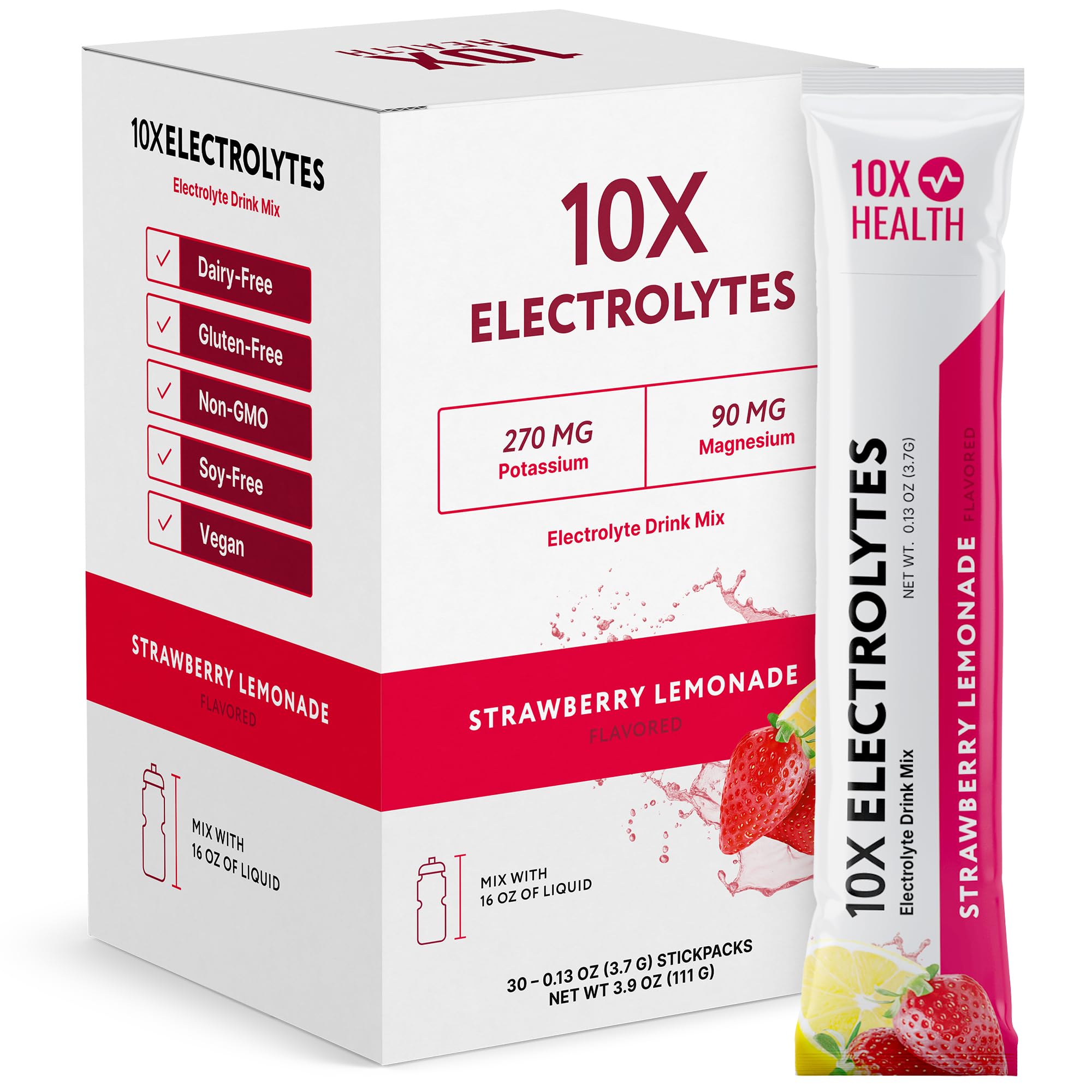 10X Health Electrolyte Drink Mix - Wave Crusher, 15 Sticks - Hydration Packets: Sodium, Magnesium & Potassium Citrate, Wave Crusher, 15 Sticks