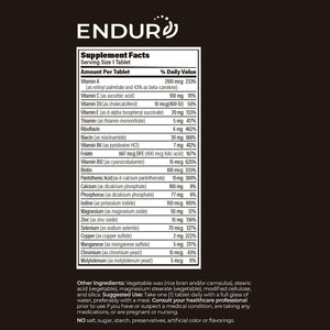 ENDUR-VM - Multivitamin Vitamin A, C, D, E, B12 & Zinc (Without Iron) SR (Sustained Release) 22 Essential Nutrients to Support Overall Wellness for Men & Postmenopausal Women - 150 Tablets Endurance ProductsBuy Supplements Australia