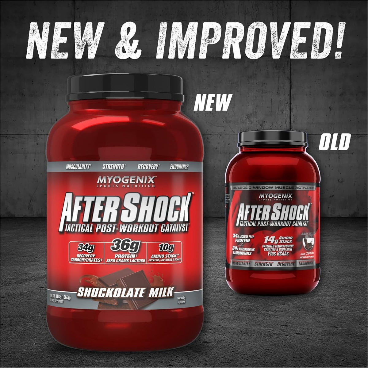 Myogenix Aftershock Post Workout Protein - Whey for Muscle Growth & Recovery Shockolate Milk 3 lbs