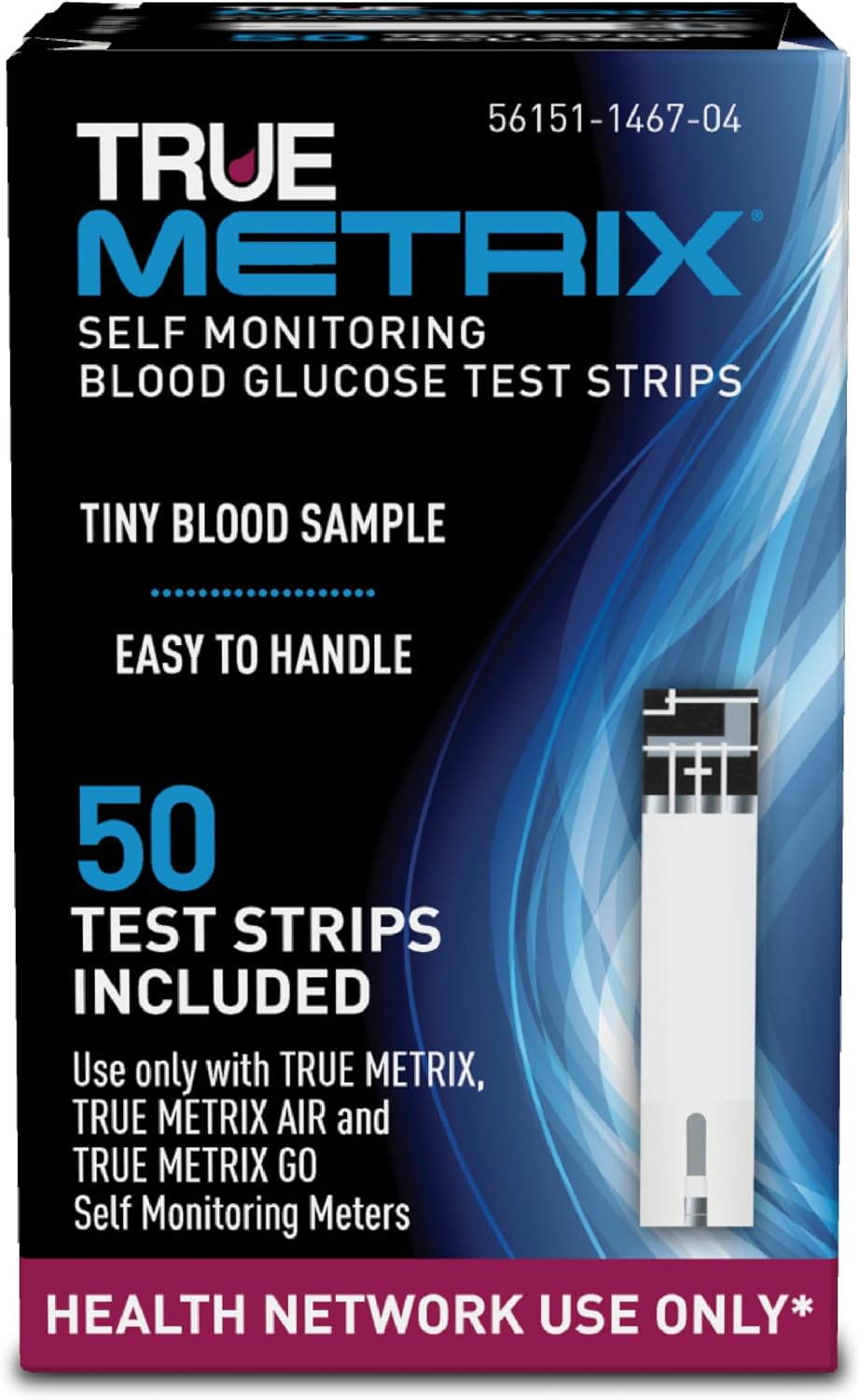 TRUE METRIX Self Monitoring Blood Glucose Test Strips (HNO), 50 Count - Blood Glucose Test Strips Compatible with TRUE METRIX Family of Self Monitoring Blood Glucose Meters, Health Network Only