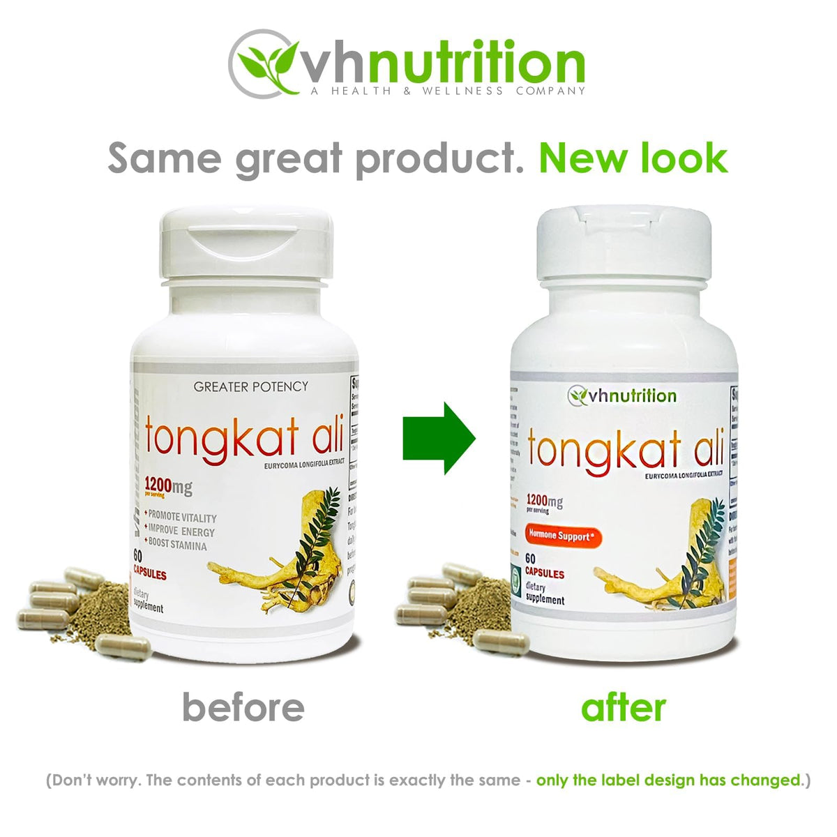 VH Nutrition Tongkat Ali Extra Strength Testosterone & Hormone Support for Men - 200:1 Eurycoma Longifolia Extract - 60 Capsules
