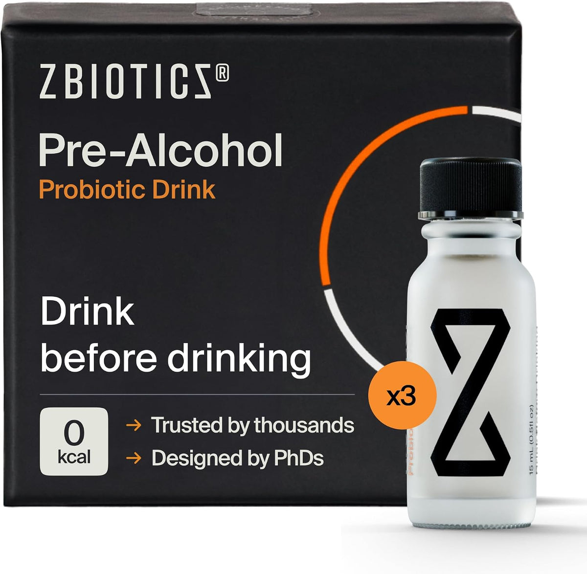 ZBiotics - Feel Better After Drinking, Wake Up Refreshed, Science-Backed, Patented Probiotic, Travel-Friendly, 3-Pack of 0.47 Fl Oz Bottles