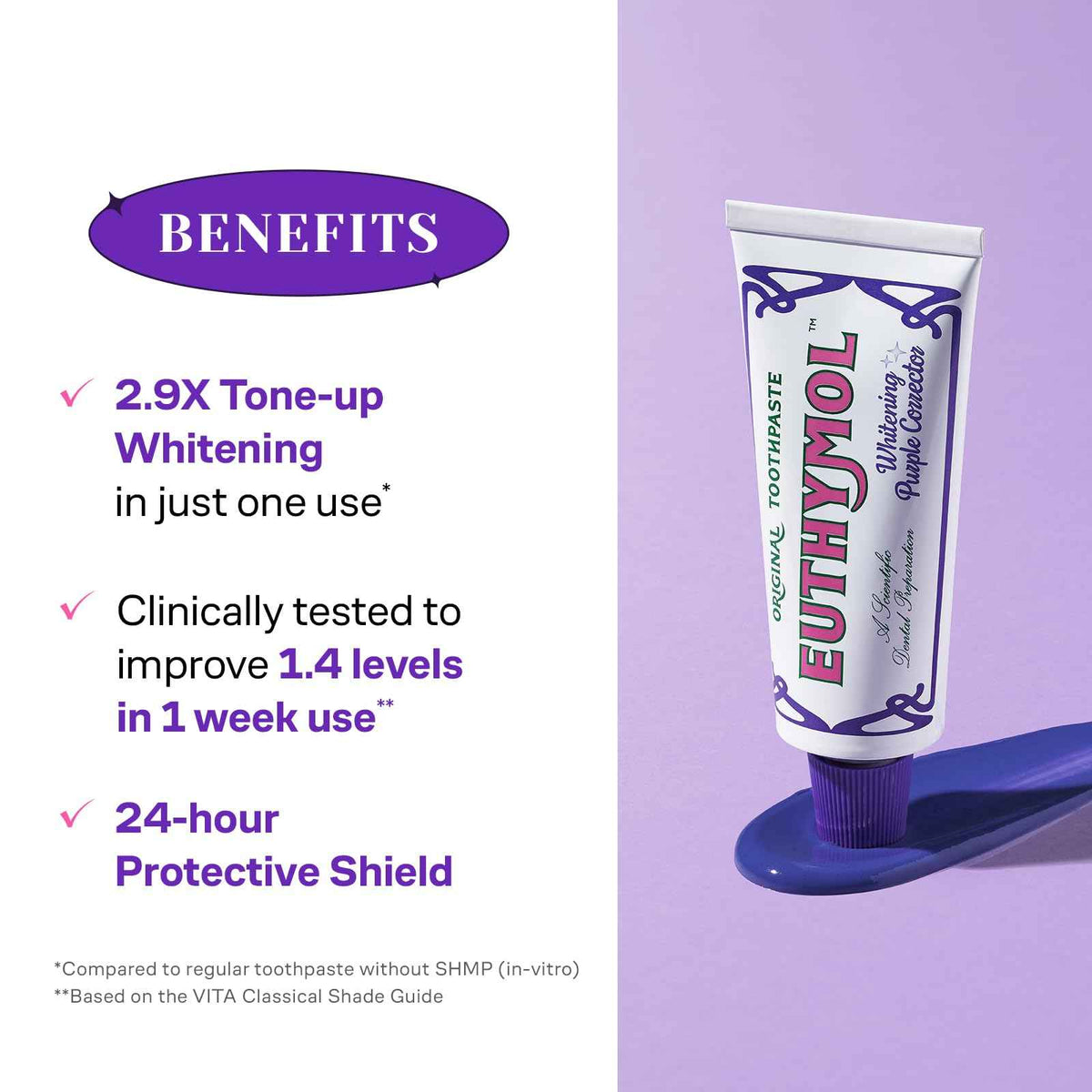 Euthymol Purple Whitening Toothpaste (3.7 fl oz) – for Yellow & Sensitive Teeth | Violet Tone-Up Formula, Instantly Brightens,