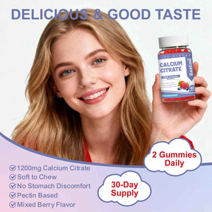 Calcium Citrate Gummies, Chewable 1200mg Calcium Gummies for Women & Men, Calcium Supplement for Muscle & Immune Support,