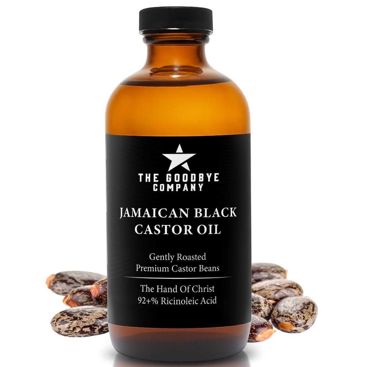 The Goodbye Company Black Castor Oil for Hair Growth - Organic, Cold-Pressed & Unrefined 100% Pure & Hexane-Free - Glass Bottle (450mL) Nourishing Oil for Eyebrow, Eyelash & Stronger Hair (16.9 oz)