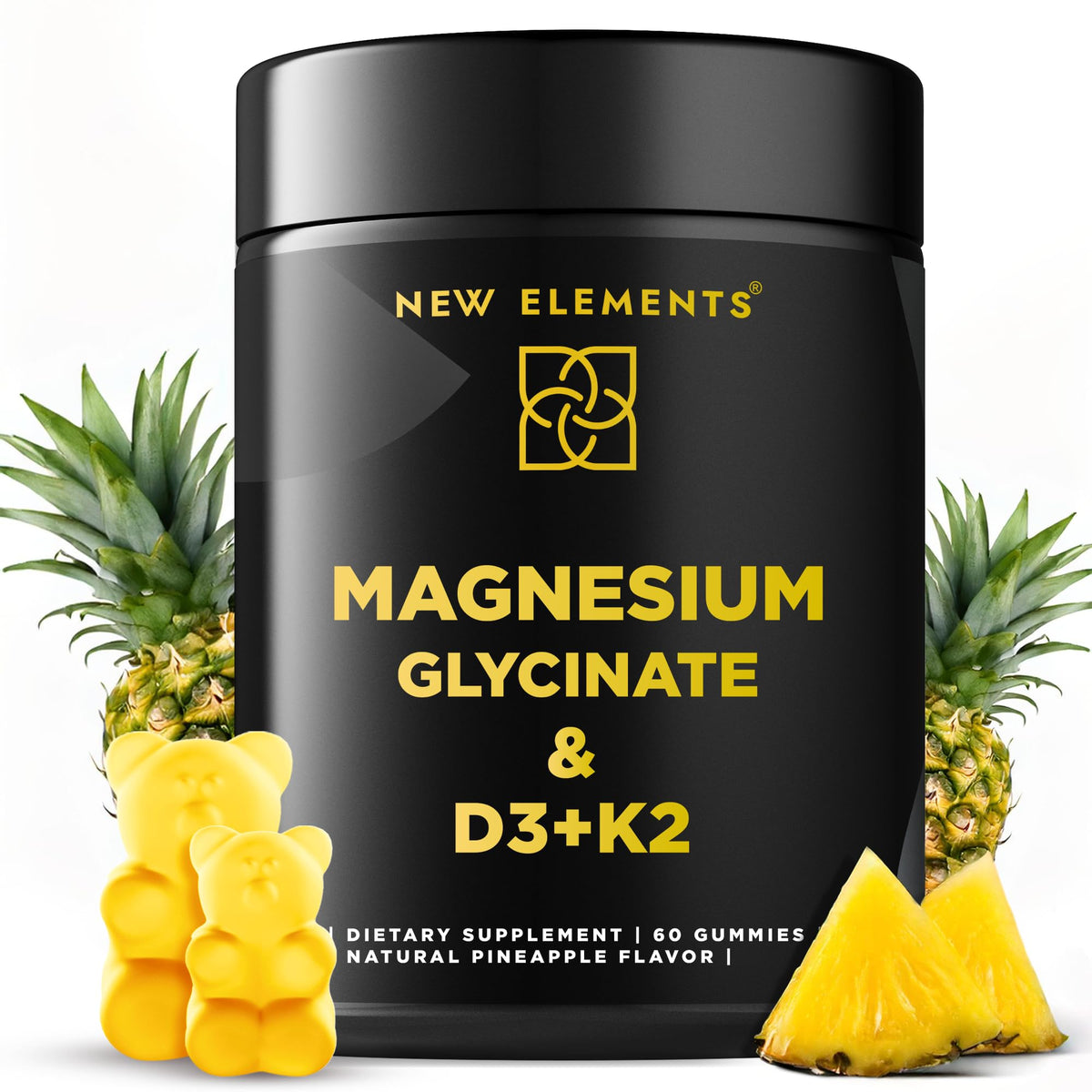 Calm Magnesium Glycinate Gummies 500mg with High-Potency Vitamin D3 10000iu & Vitamin K2 100mcg - Stress Relief, Relaxation & Bone Support for Adults