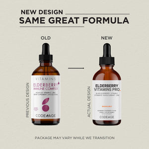 Codeage Elderberry Vitamins Pro - Organic Black Elderberry Liquid Drops - Vitamin C, D3, Zinc, Black Currant - 2-Month Supply - Black Sambucus Liquid - Supplement for Adults & Kids - 4 fl oz CodeageBuy Supplements Australia