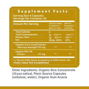 Premier Research Labs Phyto-Iron - Plant Based Iron for Men & Women for Blood Support, Curry Leaves Supplement, Iron Supplements, Non-Heme Iron, 18mg Iron Per Serving - 120 Vegetarian Capsules Premier Research LabsBuy Supplements Australia