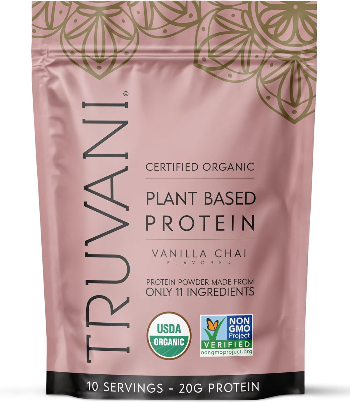 Truvani Organic Plant Based Protein Powder - Vanilla Chai - 10 Servings - Vegan - 20g Pea Protein - Keto - Gluten & Dairy Free - Low Carb - No Added Sugar