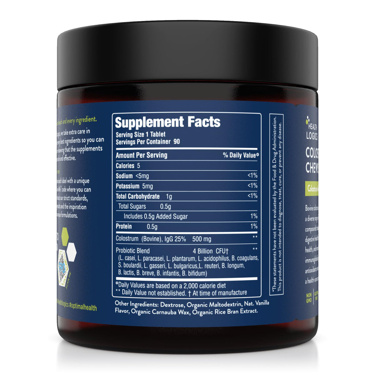 Health Logics Colostrum Chews-Colostrum Supplement 25% IgG for Gut Health, Immune Support, Hair Growth, Vanilla Flavor, 90 Servings