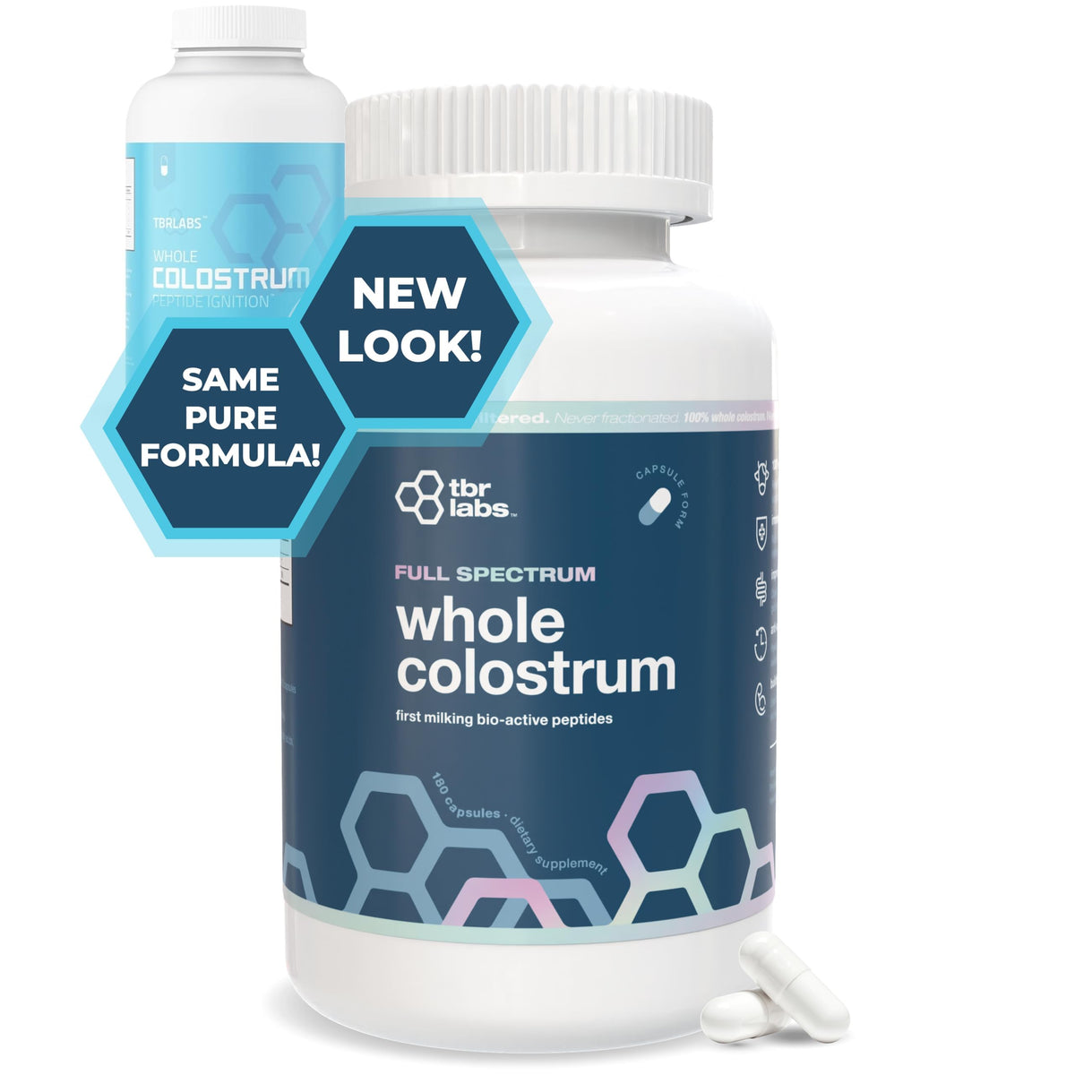 TBR Labs Pure Bovine Colostrum 180 Capsules - Antibiotic and Hormone Free - USA Sourced - All Natural - 100% First Milking
