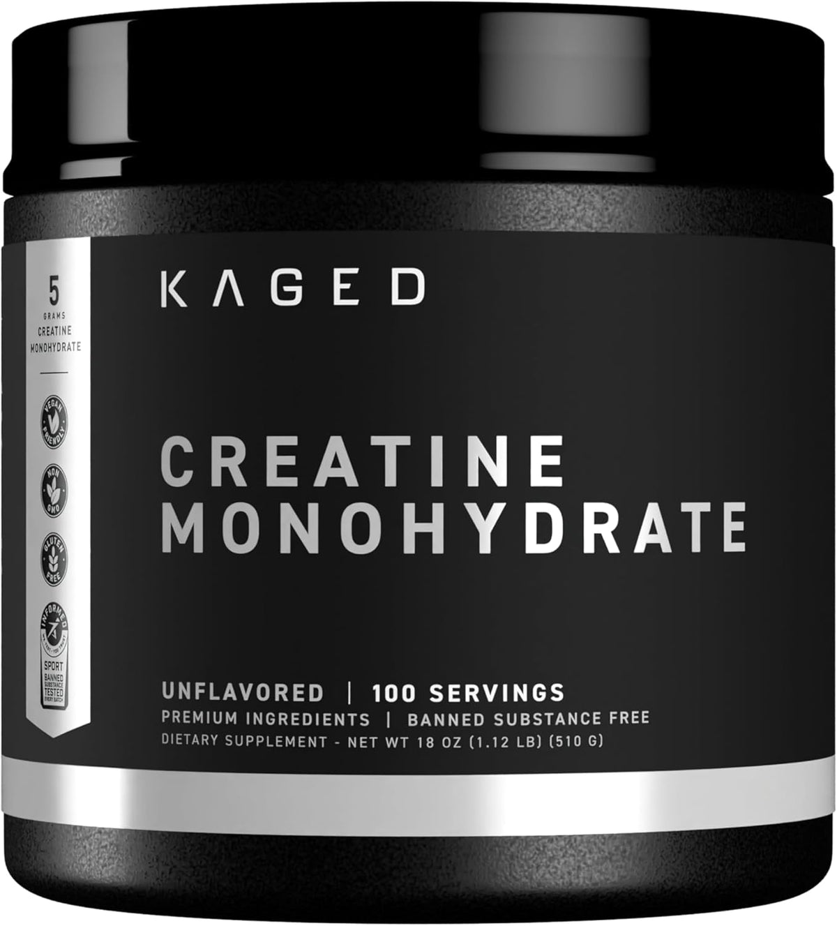 Kaged Creatine Monohydrate Micronized Powder - Unflavored - Muscle Building & Recovery - 5000 mg Per Serving - Vegan, Gluten Free, Easily Digestible - Supplements for Men & Women - 100 Servings