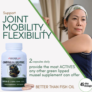 Bricker Labs Omega Cyclo - Mussel Joint Health Supplement, Premium New Zealand Green Lipped Mussel, Full Spectrum Omega Joint Supplements for Joint Health and Comfort, 90 Capsules Bricker LabsBuy Supplements Australia