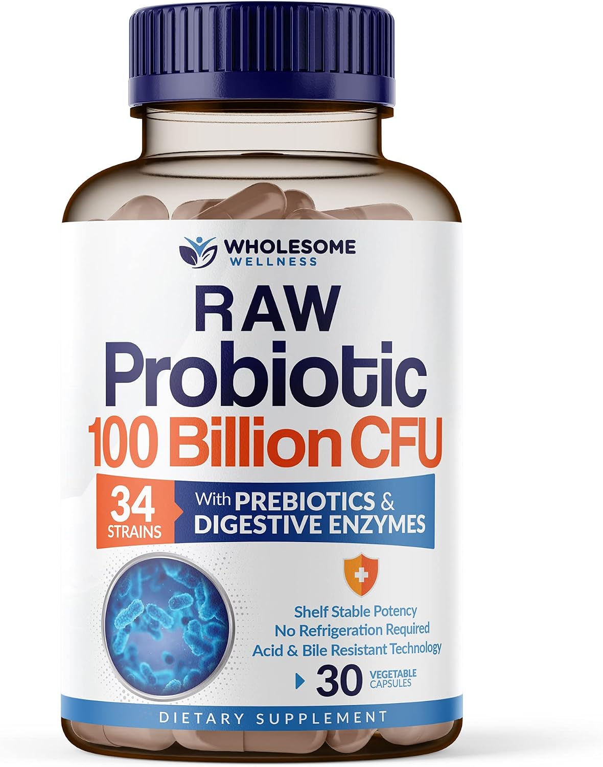 Wholesome Wellness Organic Probiotics 100 Billion CFU, Dr Formulated for Women and Men + Multi Collagen Protein Powder Hydrolyzed (Type I II III V X) Bundle