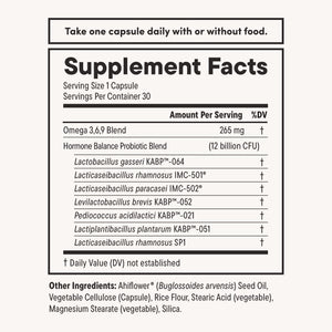Daily Nouri Hormone Balance Probiotics for Women | Hormone Balance for Women | PMS, Hormonal Acne, & Bloating Support | 7 Clinically Studied Strains + Omega | 30-Day Supply Daily Nouri buy supplements Au