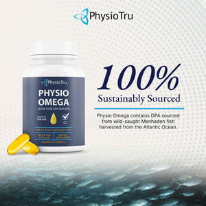 Physio Omega 2400mg Fish Oil with Omega 3 Fatty Acid Supplement - Vascular & Cognitive Supplements for Adults - Non-GMO, Burpless, Light Citrus Flavor