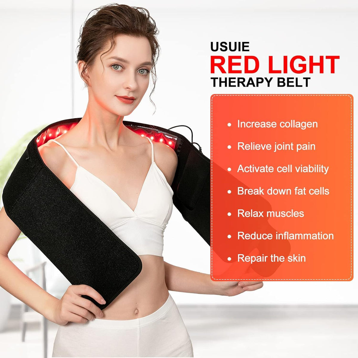 USUIE Red Light Therapy Belt, Infrared Light Therapy Wrap Red Light Therapy Device