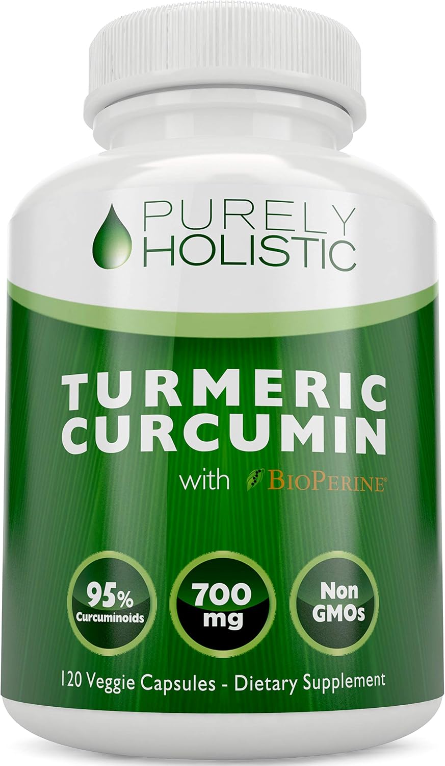 Turmeric Curcumin Supplement, Black Pepper, 95% Curcuminoid, 4 Month Supply - High-Absorption Formula, 700mg Per Serving, Once-Daily Turmeric with Black Pepper Curcumin Supplements, Non-GMO, 120 Capsules