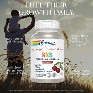 SOLARAY Childrens Vitamins & Minerals Complete Multivitamin for Kids Great Black Cherry Flavor SOLARAY