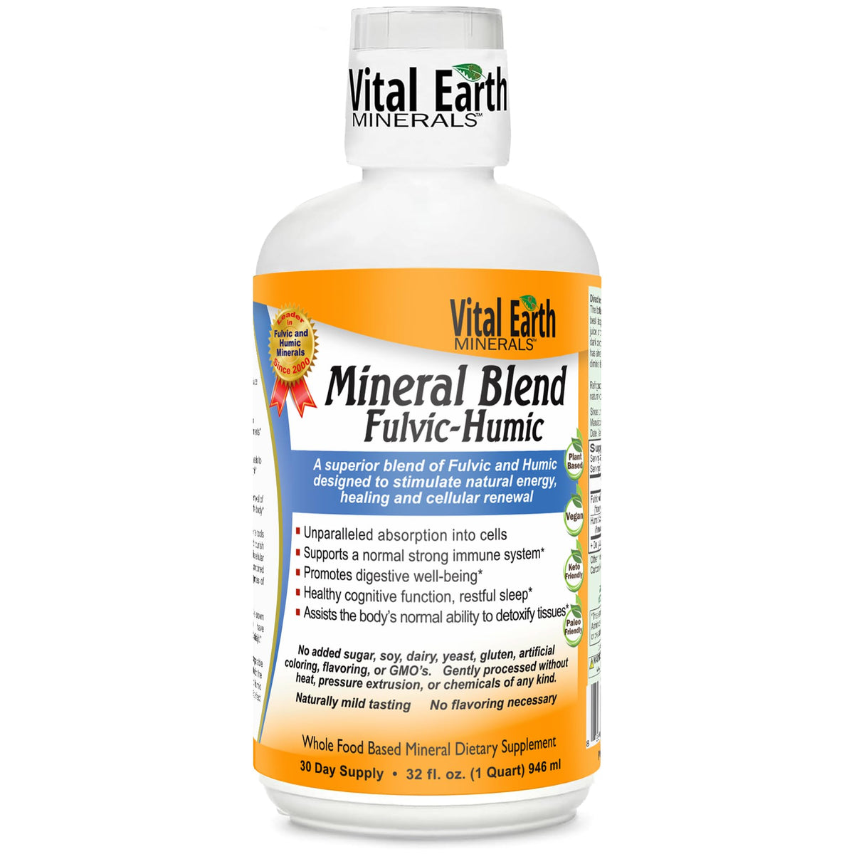 Vital Earth Minerals Fulvic Humic Mineral Blend Liquid - Fulvic Acid Supplement with 70+ Trace Minerals, Electrolytes for Recovery