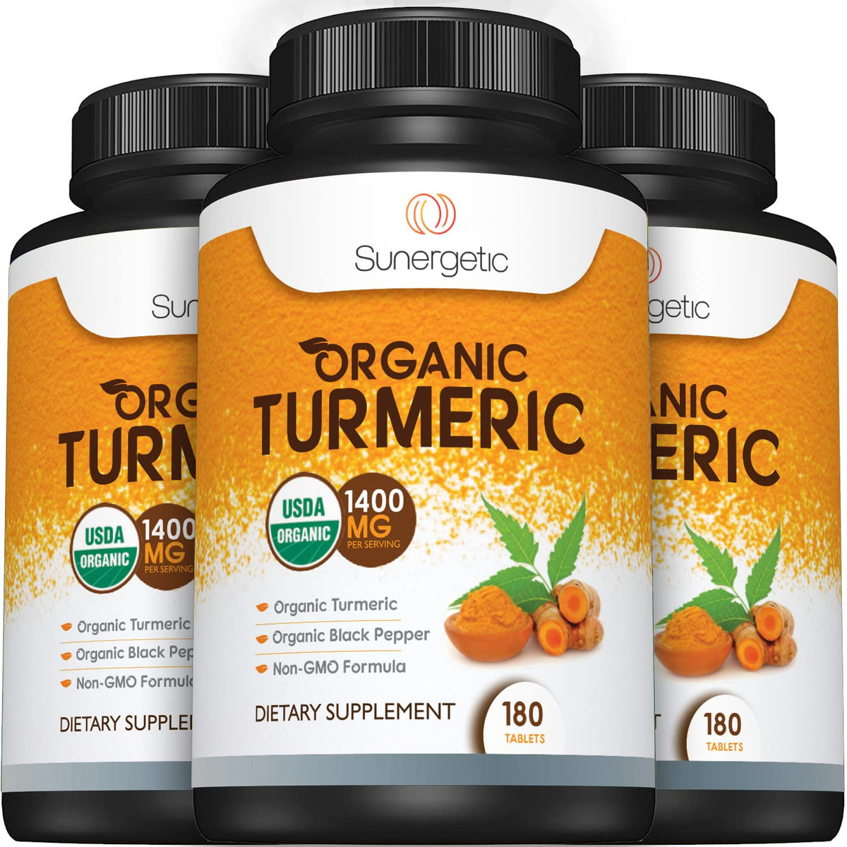 Sunergetic USDA Certified Organic Turmeric Supplement - Includes Organic Turmeric