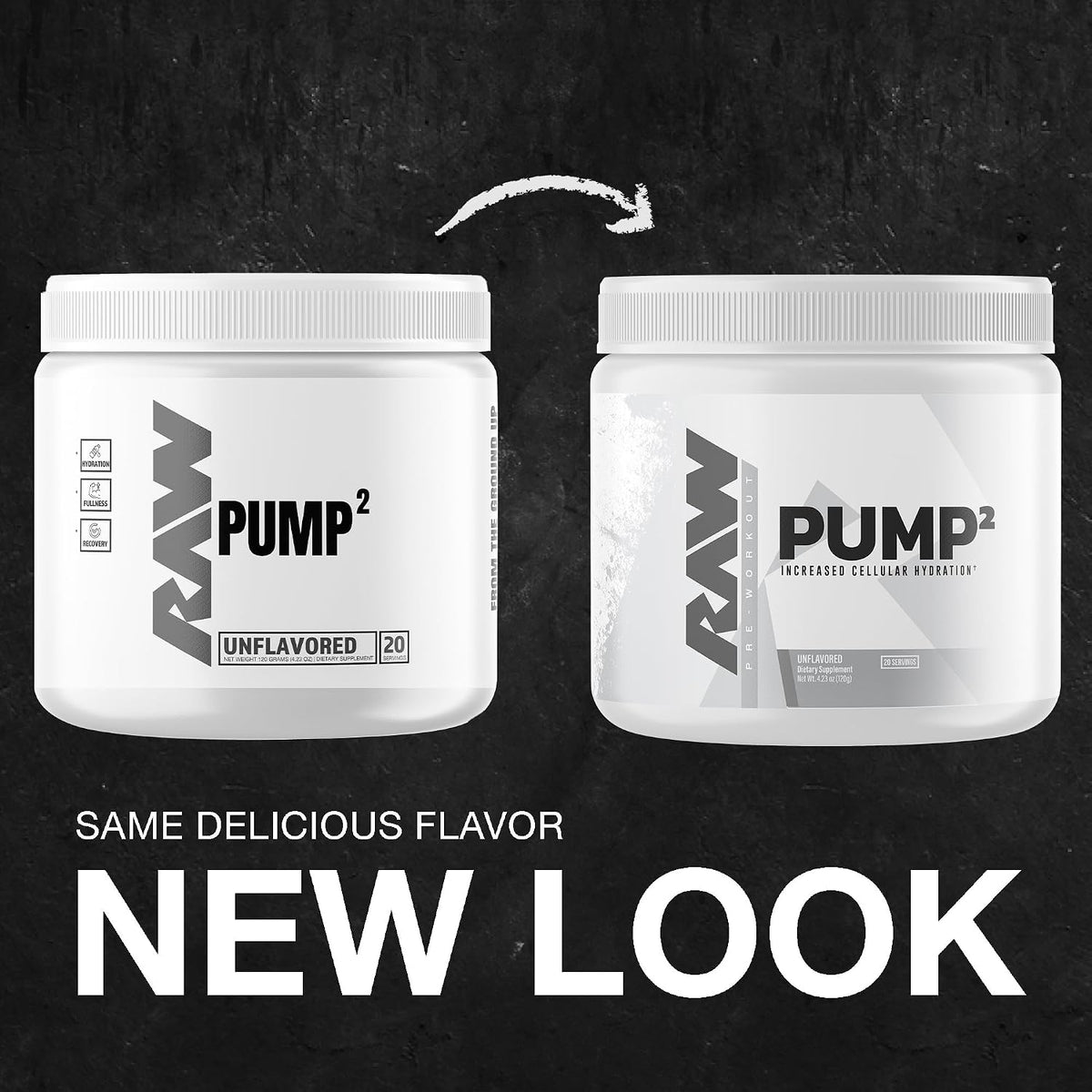 RAW Pump2 Pre Workout - Glycerol Pump Pre Workout Supplement, Pair Pump Supplement for Best Results Or Any Preworkout Powder - Enhanced Hydration and Boost Energy - Unflavored (20 Servings)