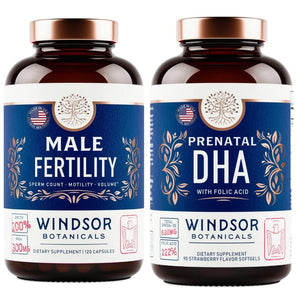 WINDSOR BOTANICALS Male Fertility Supplement and DHA with Folic Acid Prenatal Bundle