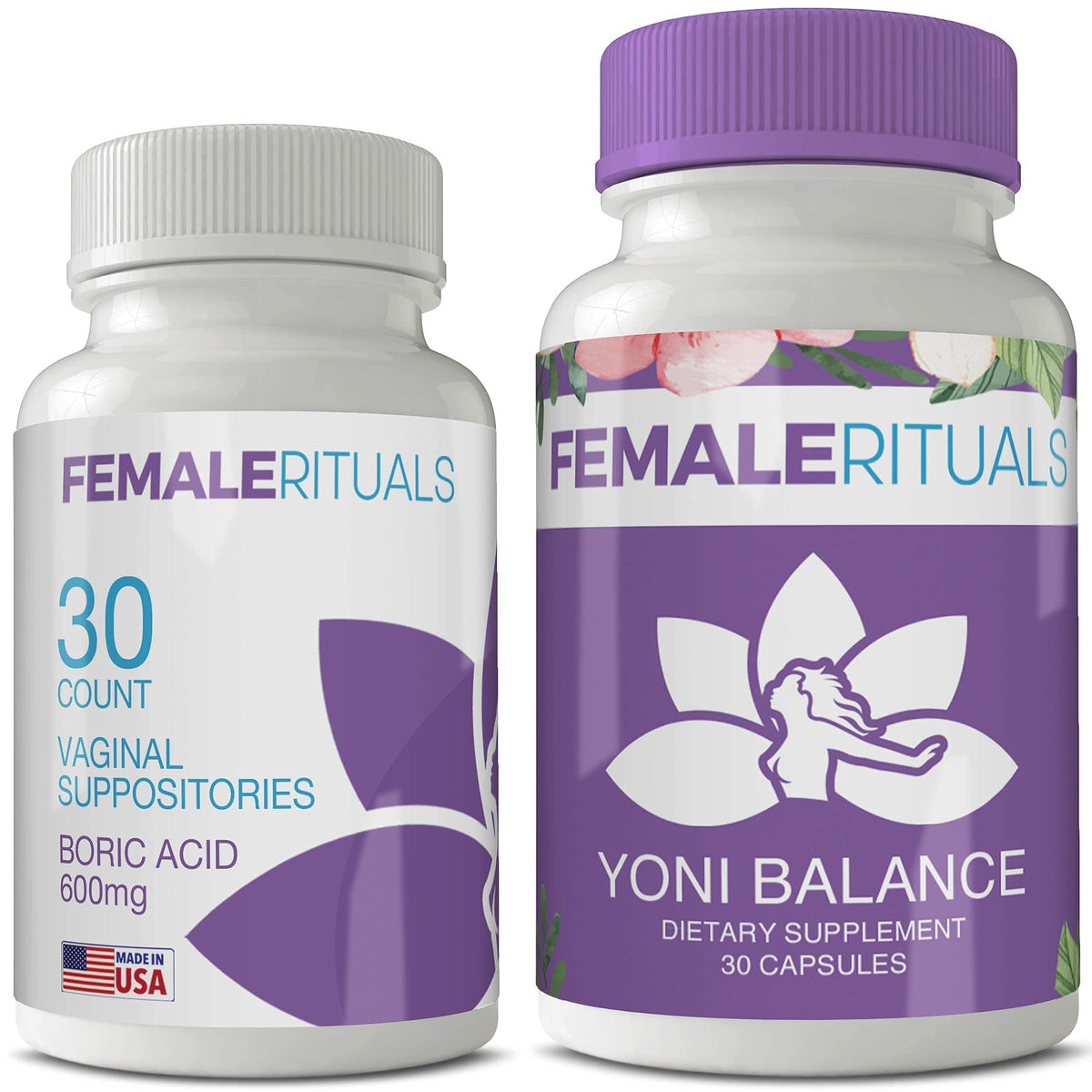 FEMALE RITUALS - Vaginal Moisturizer Boric Acid Suppositories for PH Balance - Bad Odors