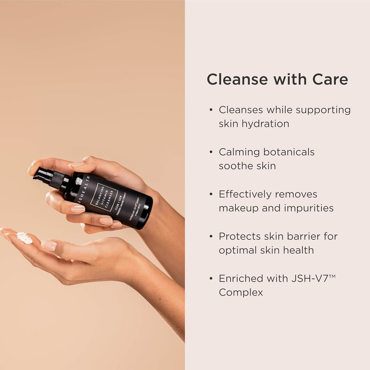 JSHealth Facial Cleanser Gentle Face Wash for Women & Men - With Sensitive Skin in Mind, Made with Vitamins C & E, Avocado Oil, & Chamomile
