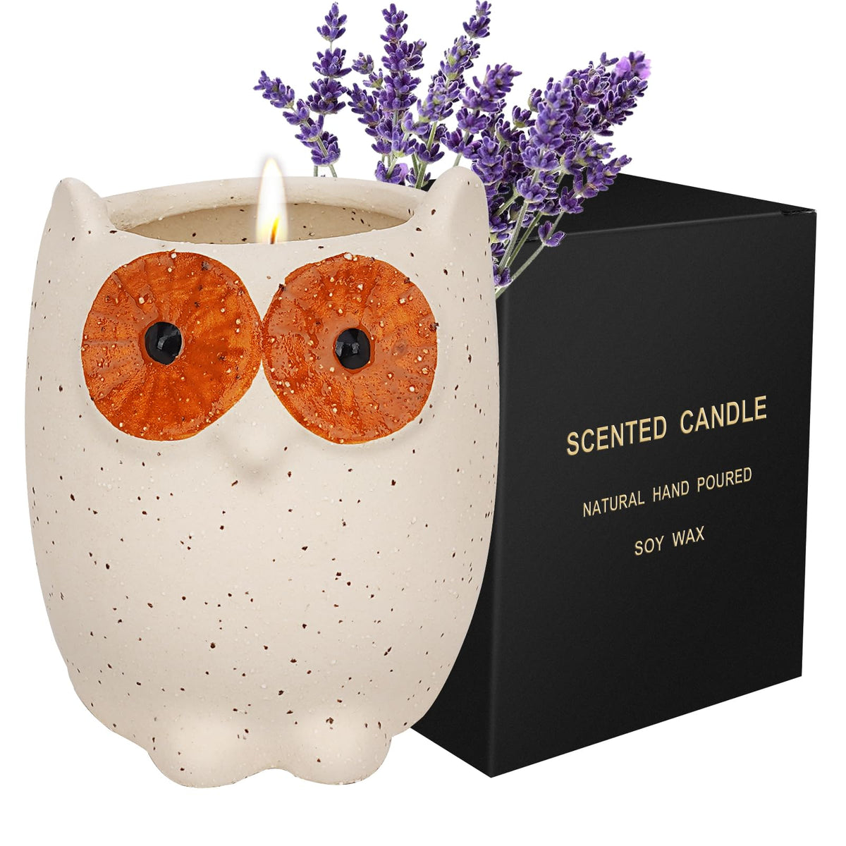 ETAKISH Lavender Scented Candle Gifts for Women, Cute Owl Highly Scented Aromatherapy Candle